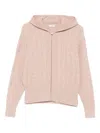 Agnona Cashmere Zip Hoodie In Pink