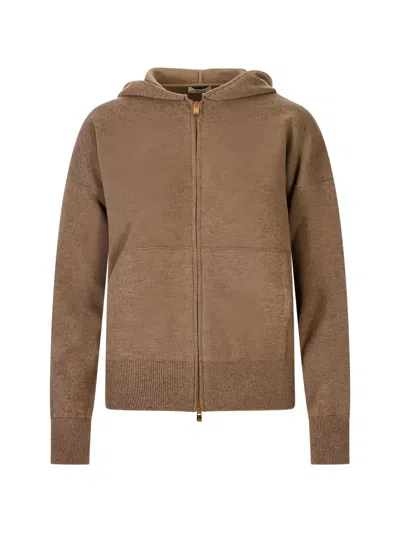 Agnona Cashmere Zip-up Jacket In Brown