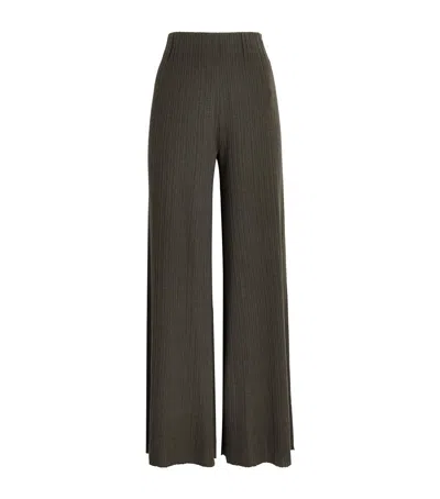 Agnona Cashmere-wool-silk Corteccia Stitch Trousers In Green