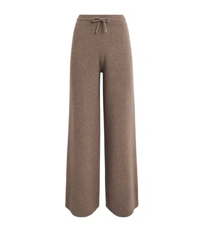 Agnona Cashmere-wool-silk Wide-leg Trousers In Brown