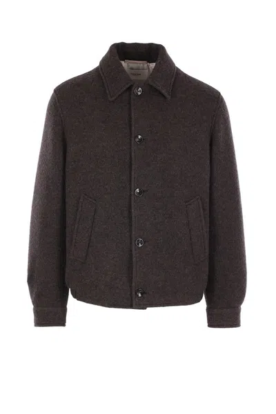 Agnona Button Fastening Jacket In Brown