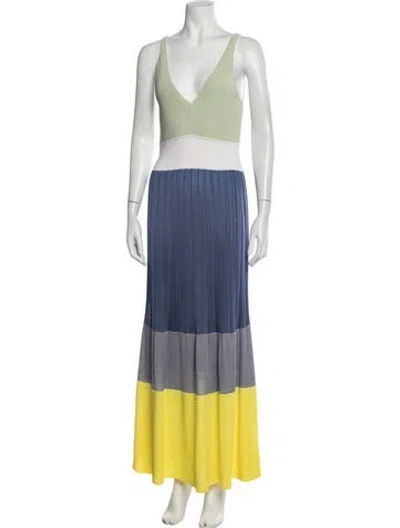 Pre-owned Agnona Colorblock Pattern Long Dress In Yellow
