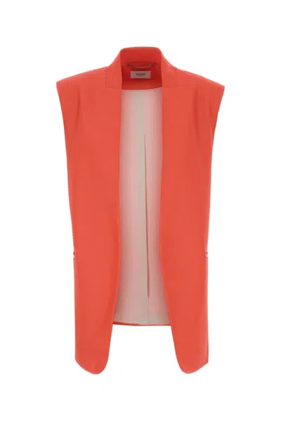 Agnona Coral Wool-blend Vest In Red