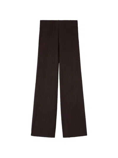Agnona Corteccia Plissé-effect Straight Trousers In Brown