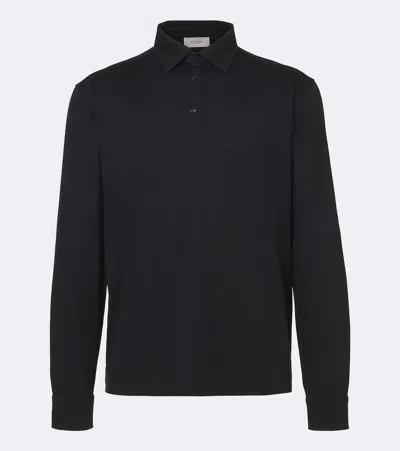 Agnona Cotton And Silk Polo Shirt In Blue