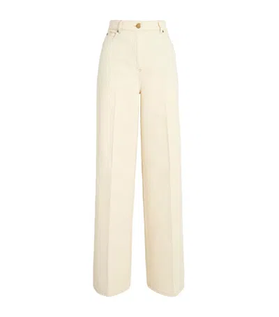 Agnona Cotton-cashmere Straight Jeans In Ivory