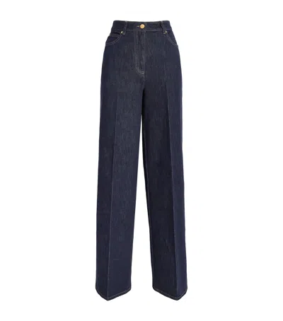 Agnona Cotton-cashmere Straight Jeans In Navy