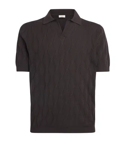 Agnona Cotton-silk Knitted Polo Shirt In Brown