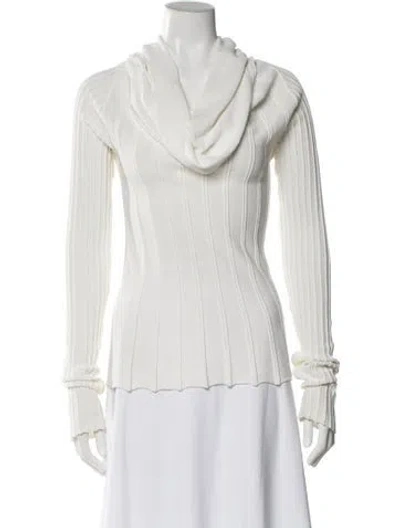 Pre-owned Agnona Cowl Neck Sweater In White