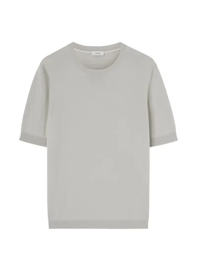 Agnona Crew-neck Knitted T-shirt In Grey