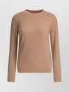 Agnona Crew Neck Knitwear With Ribbed Cuffs And Hem In Brown