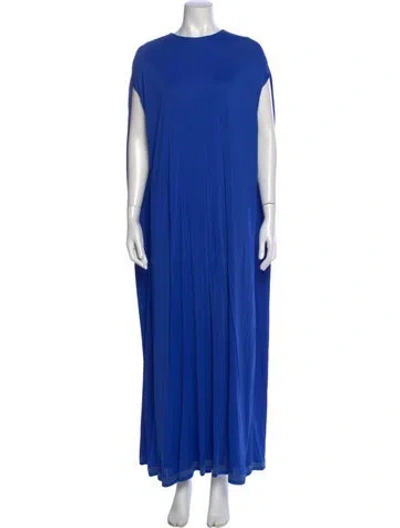 Pre-owned Agnona Crew Neck Long Dress In Blue