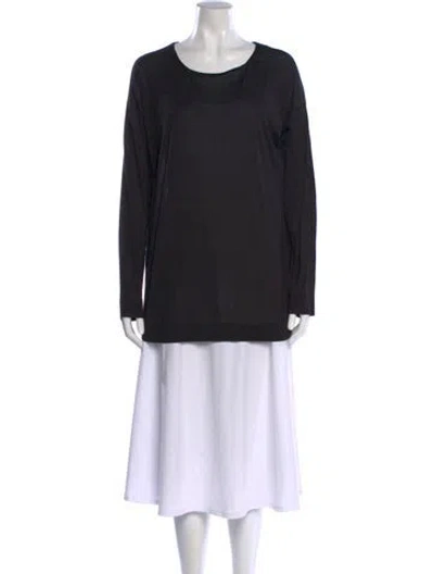 Pre-owned Agnona Crew Neck Long Sleeve Top In Black