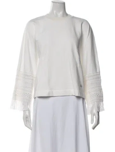 Pre-owned Agnona Crew Neck Long Sleeve Top In Neutrals