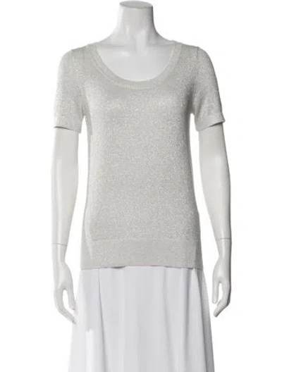 Pre-owned Agnona Crew Neck Short Sleeve T-shirt In Silver