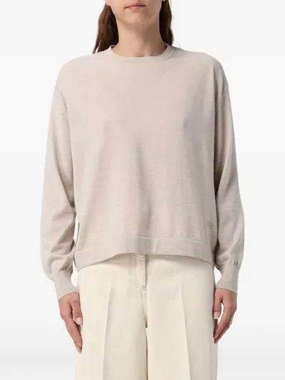 Agnona Crew-neck Long-sleeve Sweater In Neutral