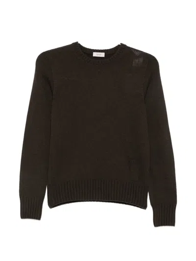 Agnona Crew-neck Ribbed-trim Sweater In Black
