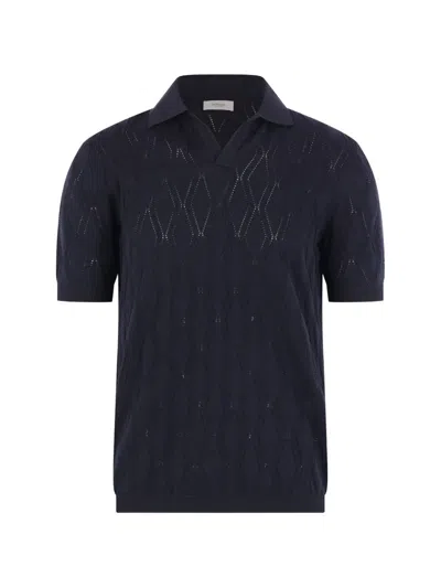 Agnona Diamond-pattern T-shirt In Blue