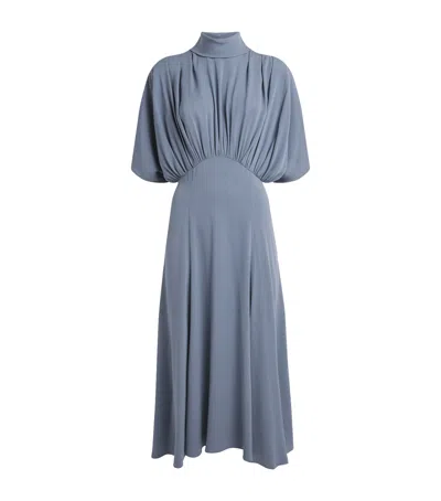 Agnona Draped Kimono Maxi Dress In Blue