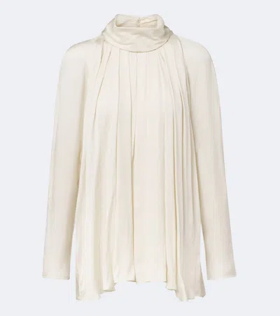 Agnona Draped Satin Blouse In White