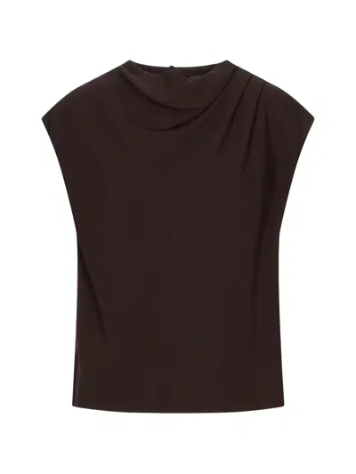 Agnona Draped Sleeveless Blouse In Brown