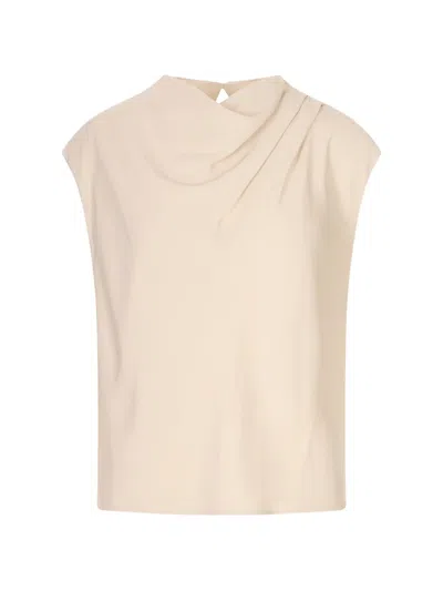 Agnona Draped Sleeveless Top In Neutral