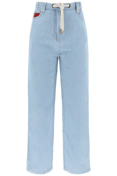 AGNONA DRAWSTRING JEANS IN LIGHT DENIM