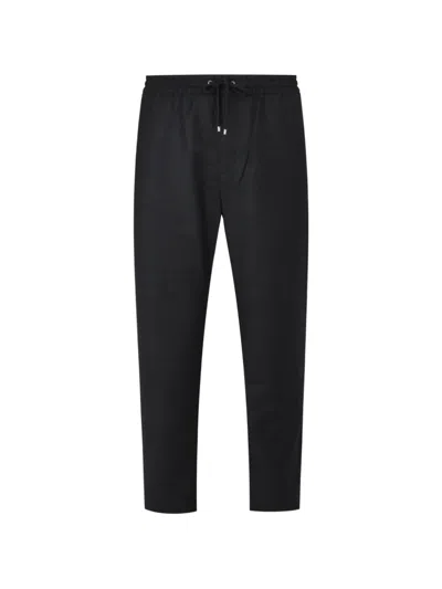 Agnona Drawstring-waist Flannel Trousers In Black