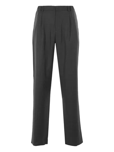 Agnona Elasticated-waistline Tailored Trousers In Gray