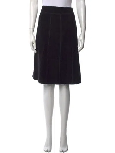 Pre-owned Agnona Embroidered Accent Knee-length Skirt In Black