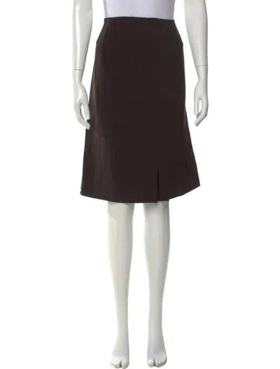 Pre-owned Agnona Embroidered Accent Knee-length Skirt In Brown
