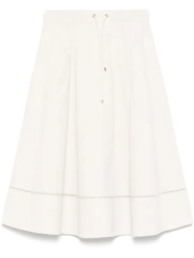 Agnona Embroidered Midi Skirt In Neutrals
