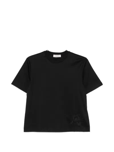 Agnona Embroidered Short-sleeve T-shirt In Black