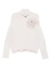 Agnona Feather-detail Sweater In White