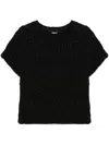 Agnona Fisherman's-knit T-shirt In Black