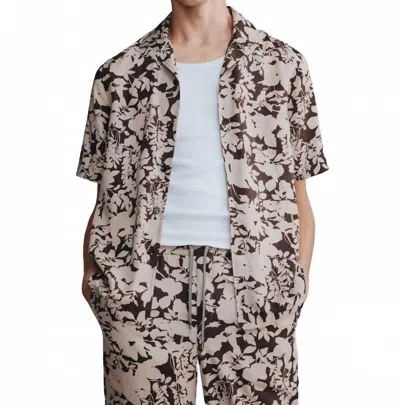 Agnona Floral Camp Collar Shirt In Brown In Multi