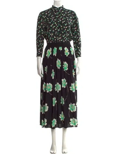 Pre-owned Agnona Floral Print Long Dress In Black