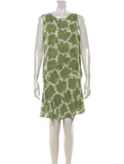 Pre-owned Agnona Floral Print Mini Dress In Green/neutrals