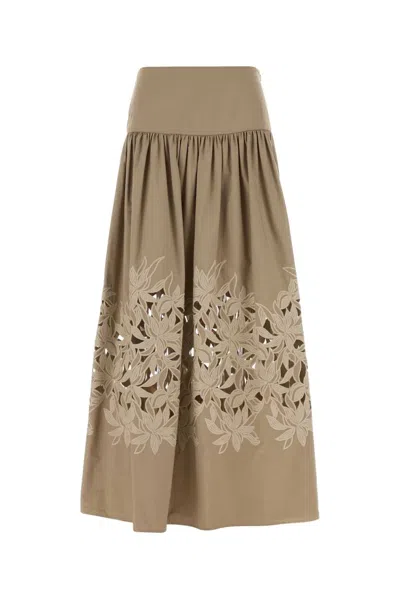 Agnona Gonna Cotton Poplin In Nude