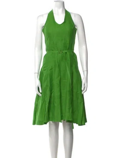 Pre-owned Agnona Halterneck Midi Length Dress In Green