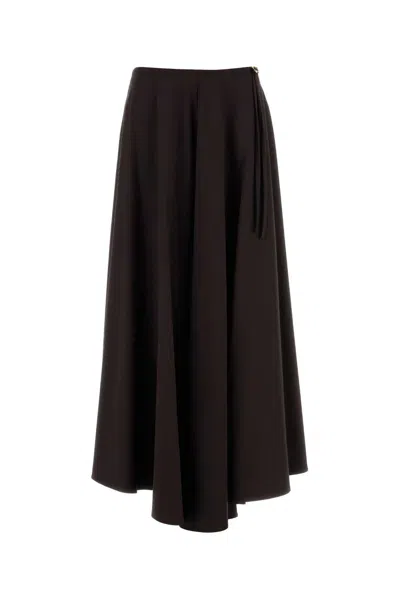Agnona High Low Circle Skirt In Brown