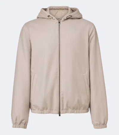 Agnona Hooded Wool Jacket In Beige