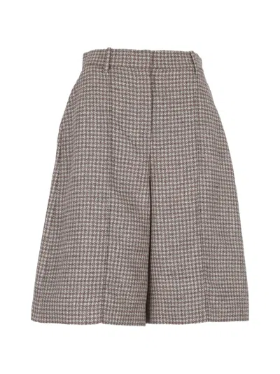 Agnona Houndstooth-pattern Wide-leg Shorts In Multi