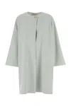 Agnona Wool Blend Coat Straight Cut Wide Sleeves In White