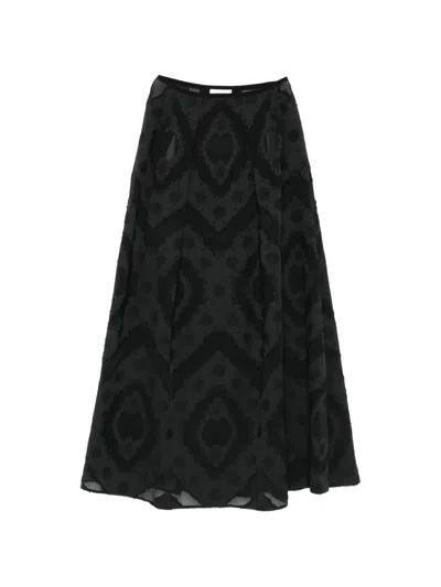 Agnona Jacquard Long A-line Skirt In Black