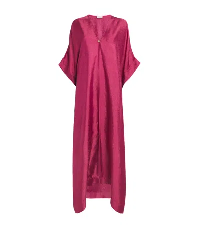 Agnona Jacquard Long Poncho In Pink