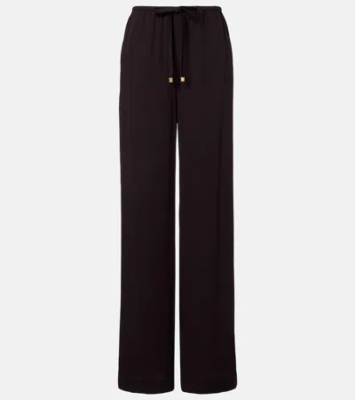 Agnona Jersey Wide-leg Pants In Brown