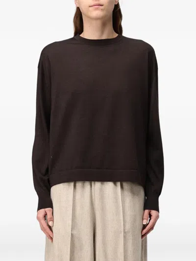 Agnona Keyhole-detail Fine-knit Sweater In Brown