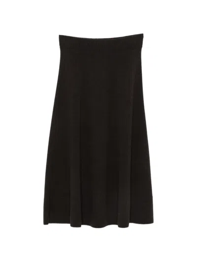 Agnona Knitted A-line Midi Skirt In Brown