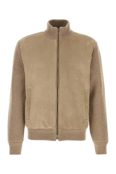 Agnona Knitted Bomber In Brown